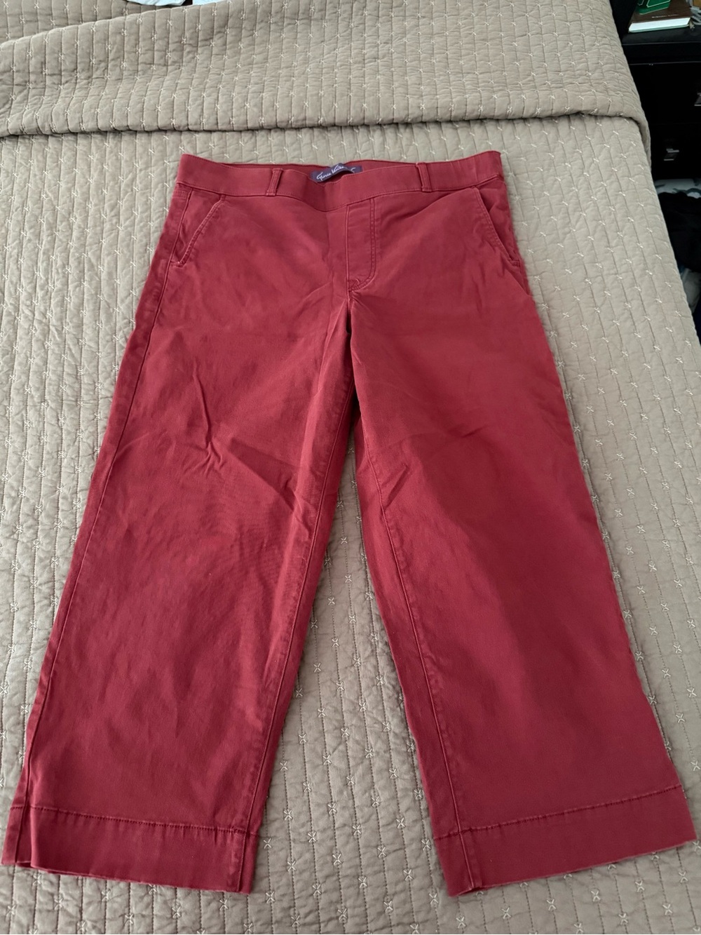 Red Straight-Leg Pants
